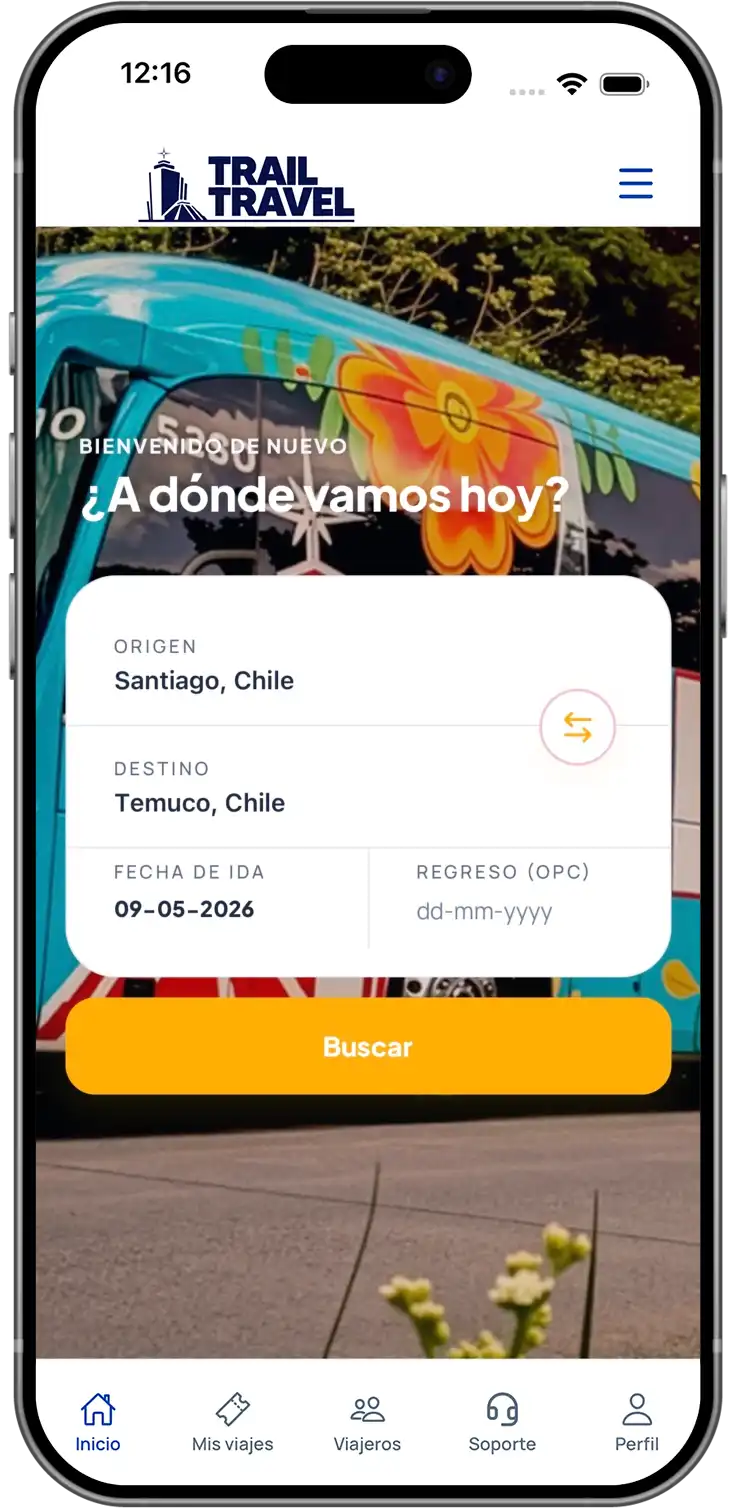 Captura de la aplicación Trail Travel